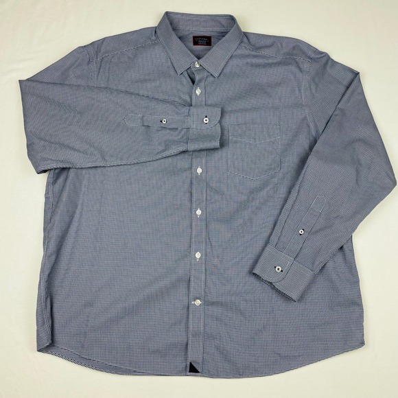 UNTUCKit Mens XXXL Blue White Houndstooth Wrinkle Free Cotton Button Down Shirt - Picture 2 of 7